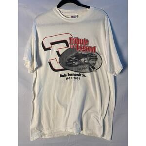 Hanes Dale Earnhardt Tribute To A Legend Memorial White Graphic Shirt Size Large